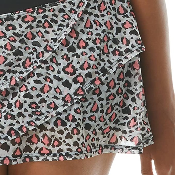 Coco Reef Mesh Swim Skort Animal Print w bikini Boy shorts in medium - Picture 3 of 5